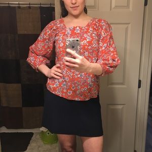 GAP 3/4 sleeve bohemian red/orange top Medium